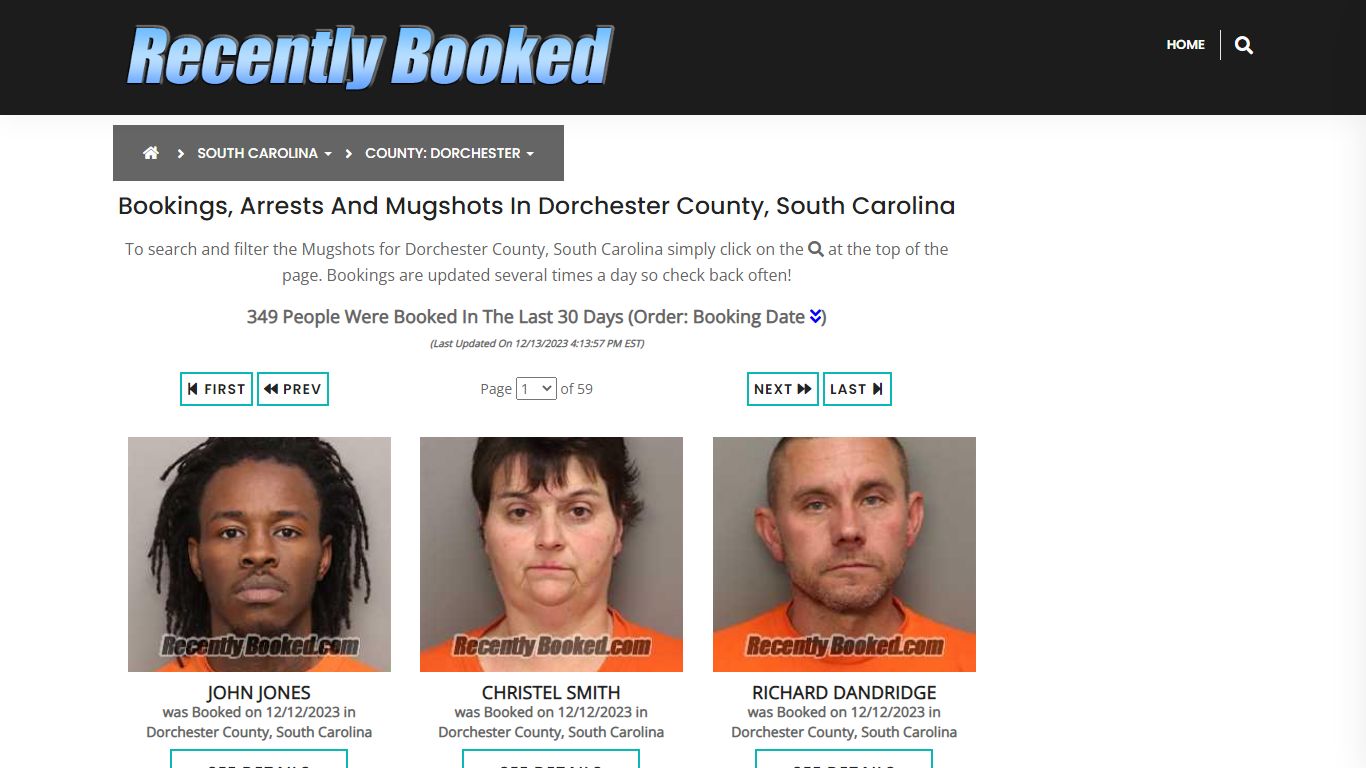 Bookings, Arrests and Mugshots in Dorchester County, South Carolina